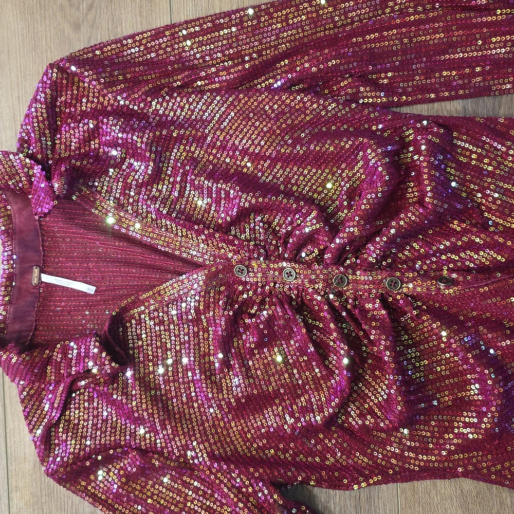 Free People Shirtee Dark Red Button Up Women's Medium - Picture 2 of 5